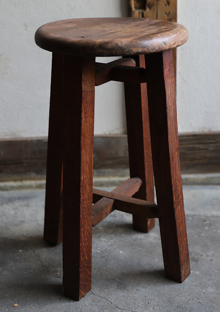 アンティーク 木製 椅子 丸イス - スツール
